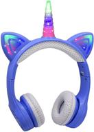 unicorn kids bluetooth headphones: 15-hour playtime, yusonic toddler girls boys laptop tablet, led light up, wireless headphone for birthday travel & school gifts (blue) logo