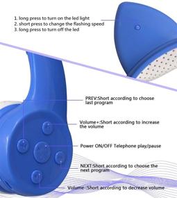 img 1 attached to Bluetooth наушники для детей "Единорог": 15 часов воспроизведения, ноутбук-планшет для малышей Yusonic, светодиодная подсветка, беспроводные наушники в подарок на день рождения, путешествия и школу (синий)