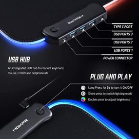 img 2 attached to RGB Gaming Mouse Pad with Built-In 4-Port USB Hub, Extended Large Size LED Mousepad, 16 Color Options with Adjustable Brightness, Non-Slip Rubber Base for Desk Laptop Computer PC Games (31.5×11.8x0.16in)