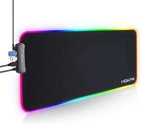 img 4 attached to RGB Gaming Mouse Pad with Built-In 4-Port USB Hub, Extended Large Size LED Mousepad, 16 Color Options with Adjustable Brightness, Non-Slip Rubber Base for Desk Laptop Computer PC Games (31.5×11.8x0.16in)