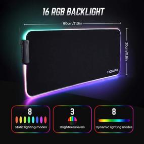 img 3 attached to RGB Gaming Mouse Pad with Built-In 4-Port USB Hub, Extended Large Size LED Mousepad, 16 Color Options with Adjustable Brightness, Non-Slip Rubber Base for Desk Laptop Computer PC Games (31.5×11.8x0.16in)