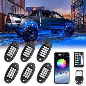 img 4 attached to MustWin RGB LED Rock Lights: 90 LEDs Waterproof Music Lighting Kit with APP & RF Control for Off Road Vehicles - 6 Pod Neon Underglow, Ship from America