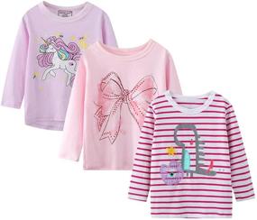 img 4 attached to 🦄 Enchanting Graphic Unicorn Crewneck Sleeve T-Shirts: A Must-Have for Girls' Clothing