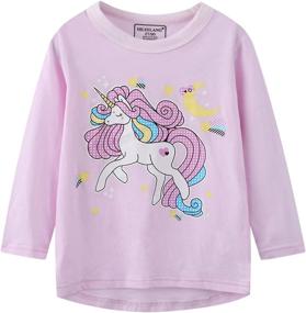 img 1 attached to 🦄 Enchanting Graphic Unicorn Crewneck Sleeve T-Shirts: A Must-Have for Girls' Clothing