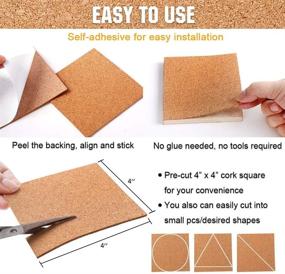 img 1 attached to Premium Self-Adhesive Cork Squares: 110 PCS Cork Adhesive Sheets 4 x 4 Inch - Ideal for Coasters, DIY Crafts, and Cork Board - Mini Wall Cork Tiles Mat with Superior Strong Adhesive