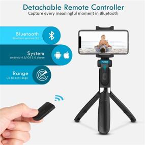 img 3 attached to 📸 RC Selfie Stick Tripod: Extendable Monopod with Bluetooth Remote, Selfie Ring Light, and Drawstring Bag - Perfect for iPhone 7/8 Plus, X, Galaxy Note 8, S8 Plus