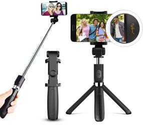 img 4 attached to 📸 RC Selfie Stick Tripod: Extendable Monopod with Bluetooth Remote, Selfie Ring Light, and Drawstring Bag - Perfect for iPhone 7/8 Plus, X, Galaxy Note 8, S8 Plus