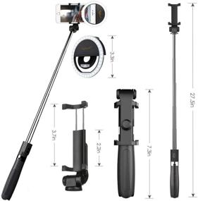 img 1 attached to 📸 RC Selfie Stick Tripod: Extendable Monopod with Bluetooth Remote, Selfie Ring Light, and Drawstring Bag - Perfect for iPhone 7/8 Plus, X, Galaxy Note 8, S8 Plus