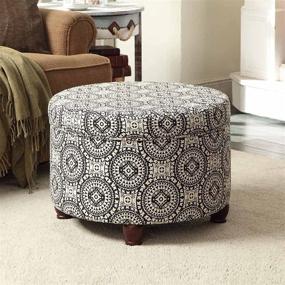 img 3 attached to 🔲 Black and White Medallion Upholstered Round Storage Ottoman with Lid by HomePop