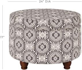 img 1 attached to 🔲 Black and White Medallion Upholstered Round Storage Ottoman with Lid by HomePop