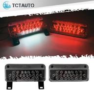 🚐 tctauto led rv camper trailer lights: waterproof stop turn brake tail lights/license plate lighting kit with reflex lens, 12v - black base, clear lens, rectangular surface mount (left + right) logo