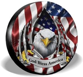 img 4 attached to American Flag Eagle God Bless America Spare Tire Cover Waterproof Dust-Proof UV Sun Wheel Tire Cover Fit For Jeep