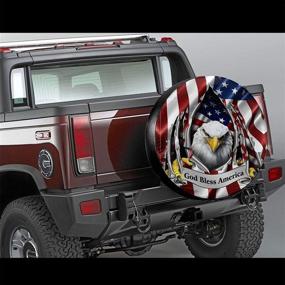 img 3 attached to American Flag Eagle God Bless America Spare Tire Cover Waterproof Dust-Proof UV Sun Wheel Tire Cover Fit For Jeep