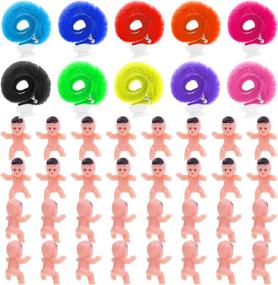 img 4 attached to 👶 Selizo 50pcs Small Plastic Mini Babies with 20Pcs Fuzzy Worms on String – Ideal for Baby Shower Ice Cube Games, Parties, and Party Favors