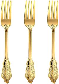 img 4 attached to 🍴 N9R Pack of 100 Gold Plastic Forks: Premium, Heavy-Duty and Long-Lasting Utensils for Weddings, Parties and Special Events