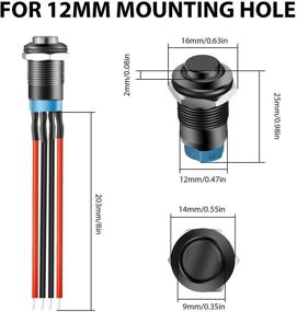 img 3 attached to 💦 Waterproof Latching Push Button Switch with Wiring Harness and LED Indicator - 5Pcs, 12V/24V, 12mm Size