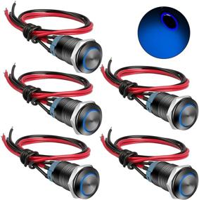 img 4 attached to 💦 Waterproof Latching Push Button Switch with Wiring Harness and LED Indicator - 5Pcs, 12V/24V, 12mm Size