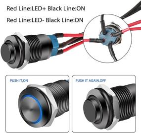 img 2 attached to 💦 Waterproof Latching Push Button Switch with Wiring Harness and LED Indicator - 5Pcs, 12V/24V, 12mm Size