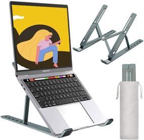 img 4 attached to 🖥️ Simple Zone Adjustable Laptop Stand – Aluminum Portable Notebook Holder for Desk - Gray