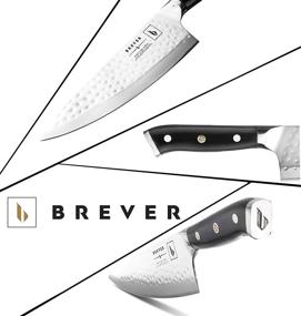 img 3 attached to 🔪 Премиум Нож Шефа BREVER - Серия Black Label - Японская сталь AUS-10V - Вакуумная обработка - Молотковая отделка - 8" - В комплекте с защитным чехлом