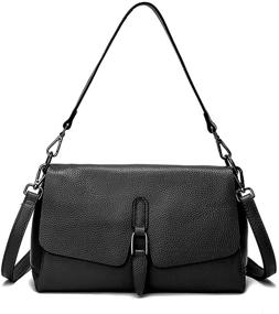 img 4 attached to Leather Shoulder Purse Crossbody Handbag Women's Handbags & Wallets in Shoulder Bags