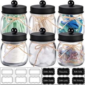 img 4 attached to 🛁 Premium 6 Pack Apothecary Jars Set with Stainless Steel Lid - Organize, Decorate and Store Bathroom Vanity Accessories and more!