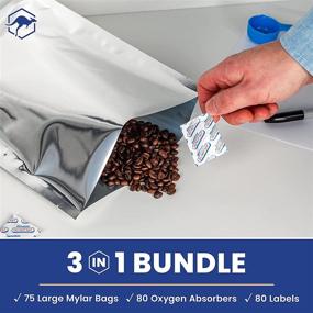 img 3 attached to 🛍️ Premium 75x Wallaby 1-Gallon Mylar Bag Bundle for Reliable Long-Term Food Storage - Heat Sealable, FDA Approved, 5 Mil Thickness - Including 80x Oxygen Absorbers & Labels - Silver