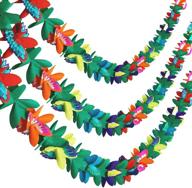 украшения из тропических бумажных цветов "tropical paper flower garland decorations - kesote 3 pack - гавайский луау летний тики-бар декорации логотип