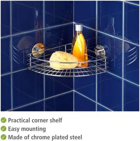 img 2 attached to 🚿 Efficient Wenko Bari Vacuum-Loc Corner Caddy: Adhesive Shower Shelf and Shampoo Holder, Rustproof Chrome Steel, 12.4 x 3.3 x 8.7 inch