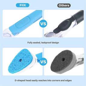 img 1 attached to 🧽 FIIX Heavy Duty Dish Wand with Soap Dispenser - Good Grips Handle, Non-Scratch Sponges, and Dish Brush Head - The Ultimate Dish Sponge with Handle - Dish Sponge Wand - Dish Wand Sponges