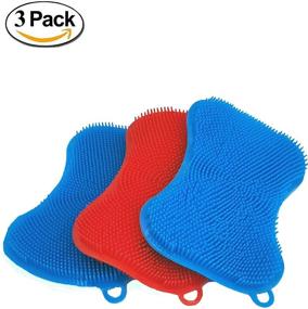 img 4 attached to 🧽 Versatile Double Sided Silicone Sponge Scrubber for Effortless Kitchen Cleaning: Ideal for Pans, Pots, Dishes, Fruits & Vegetables