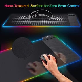 img 1 attached to 🖱️ Black Gaming Mouse Pad: Wireless Charger, LED Light, Extended Desk Mat with Wireless Charging