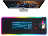 🖱️ black gaming mouse pad: wireless charger, led light, extended desk mat with wireless charging logo