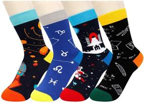 img 4 attached to 🧦 Funky Space-themed Socks: Cool Gifts for Boys, 4-10 Years – HAPPYPOP's Animal & Sports Gift Box!