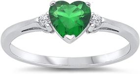 img 3 attached to 💍 Oxford Diamond Co: Sterling Silver Gemstone Heart Promise Love Ring in Sizes 3-12