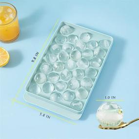 img 1 attached to 🧊 Round Ice Cube Tray with Lid and Ice Ball Maker Mold for Freezer - Includes Container, Mini Circle Ice Cube Tray - Makes 99PCS Sphere Ice for Chilling Cocktail, Whiskey, Tea, Coffee - Set of 3 Blue Trays, 1 Ice Bucket & Scoop