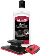 weiman cooktop and stove top cleaner kit - glass cooktop cleaner set with 10 oz. polish, scrubbing pad, cleaning tool, razor, scraper logo