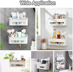img 3 attached to Plastic Shower Caddy with Powerful Suction Cups - Bathroom Organizer Shelf Basket, Fence Hooks Included - Waterproof, Oilproof, Reusable - Ideal for Shampoo, Gel, and Kitchen Storage