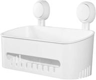 plastic shower caddy with powerful suction cups - bathroom organizer shelf basket, fence hooks included - waterproof, oilproof, reusable - ideal for shampoo, gel, and kitchen storage logo