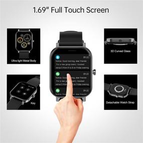 img 2 attached to 📱 Men's Smart Watch: Waterproof Bluetooth Fitness Tracker with Heart Rate Monitor, Sleep Tracker, and Music Control - 1.69" Touch Screen for Android Phones iOS