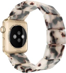 img 2 attached to 🕊️ Модный аксессуар Heesch Resin Fashion Watch Band для Apple Watch SE Серия 6/5/4/3/2/1 - Элегантный браслет из эластичного черепахового смолы для женщин и девочек - Совместим с iWatch 38мм/40мм, 42мм/44мм