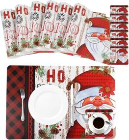 img 4 attached to 🎄 Waterproof Christmas Placemats by Outgeek - Decorative and Durable