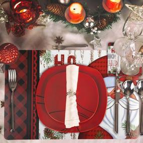 img 1 attached to 🎄 Waterproof Christmas Placemats by Outgeek - Decorative and Durable