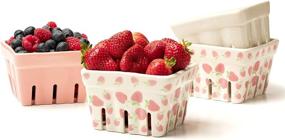 img 4 attached to Farmhouse Colander: Strawberry Stoneware Decorative 🍓 - Enhancing Your Kitchen with Vintage Charm