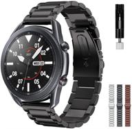 браслет intoval для samsung galaxy watch 3 45 мм / watch 46мм / gear s3 frontier / gear s3 classic - наручники из нержавеющей стали премиум-класса с инструментом для регулировки звеньев (ремешок 22 мм, черный) логотип