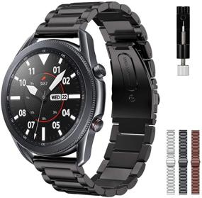 img 4 attached to Браслет Intoval для Samsung Galaxy Watch 3 45 мм / Watch 46мм / Gear S3 Frontier / Gear S3 Classic - наручники из нержавеющей стали премиум-класса с инструментом для регулировки звеньев (ремешок 22 мм, черный)