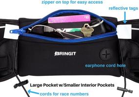 img 2 attached to Water Bottle Running Belt - Waist Pack with Water Resistant Pouch for iPhone, Samsung, 🏃 Android - Adjustable Belt, 10oz Bottles - Ideal for Running, Hiking, Cycling, with Race Number Attachment