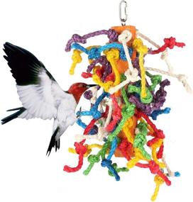img 4 attached to 🐦 Bvanki Bird Toy: Large Colorful Knots Block Chewing & Hanging Toy for Parrots with Natural Food Coloring