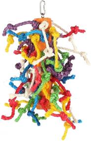 img 2 attached to 🐦 Bvanki Bird Toy: Large Colorful Knots Block Chewing & Hanging Toy for Parrots with Natural Food Coloring