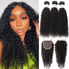 img 4 attached to Brazilian Bundles Closure Unprocessed Extensions Hair Care in Hair Extensions, Wigs & Accessories